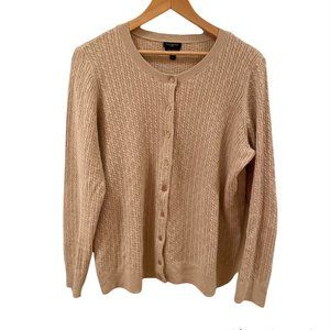 Talbots Classic Cable Knit Button Front Cardigan - Size 1X